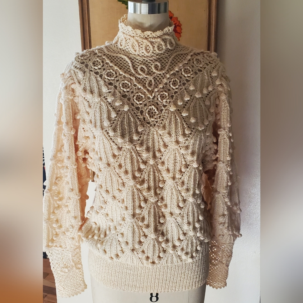 Catharine Lover Vintage 90s Bobble Crochet Knit Sweater
